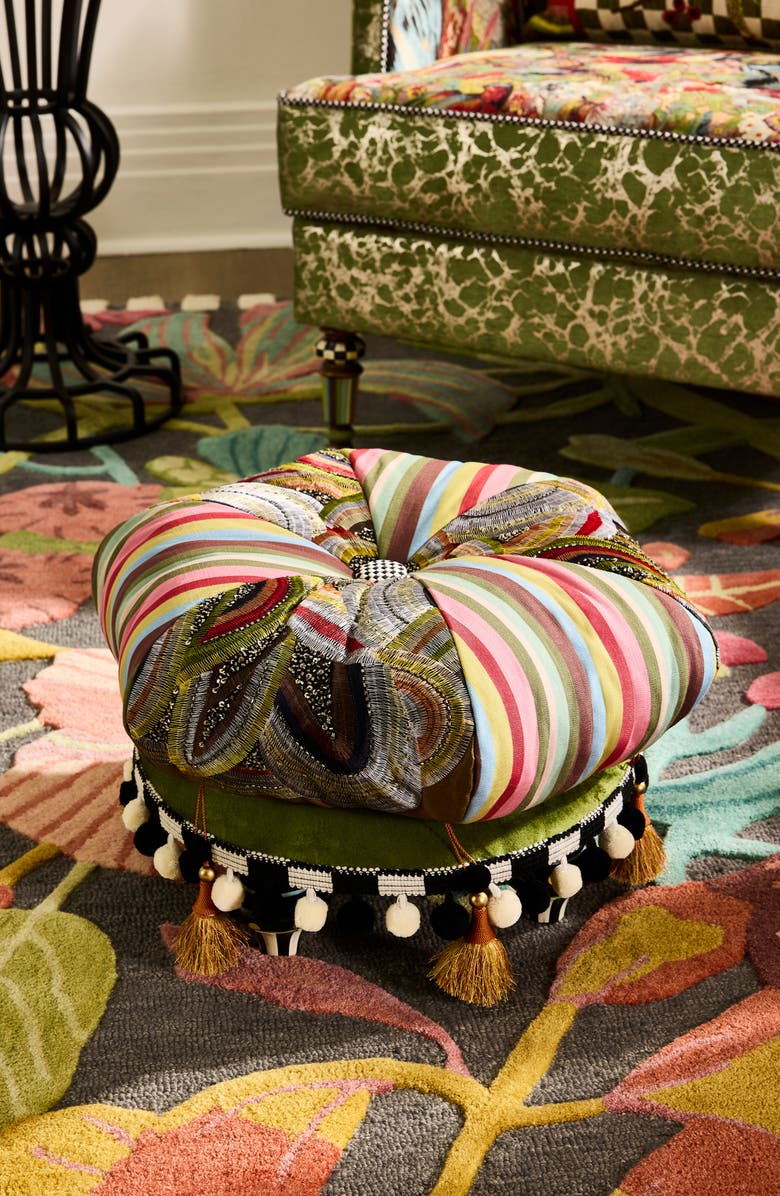 MACKENZIE CHILDS Birdsong Footstool, Alternate, color, Green