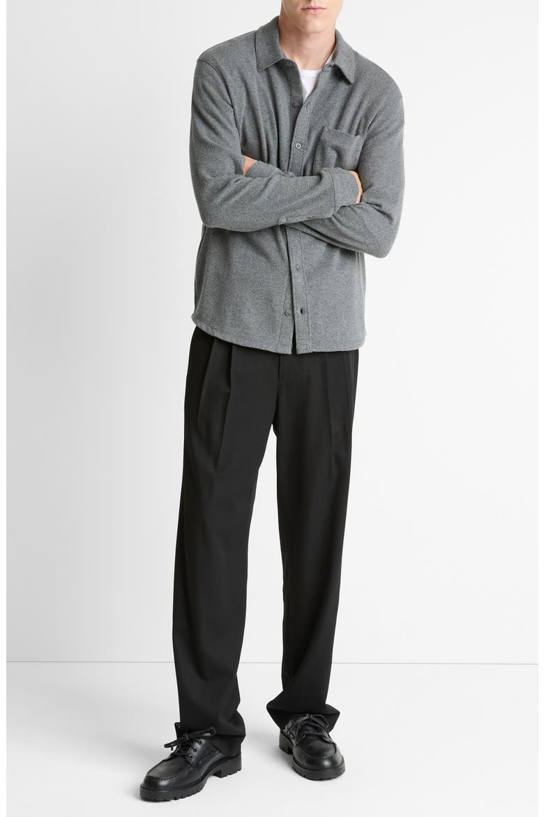 Knit Button-Up Shirt Jacket, Alternate, color, MEDIUM HEATHER GREY