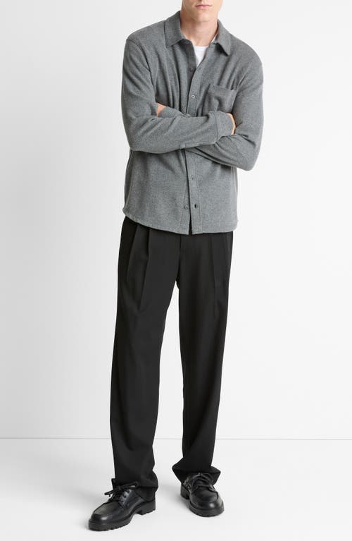 Vince Solid Button Front Knit Shirt In Gray