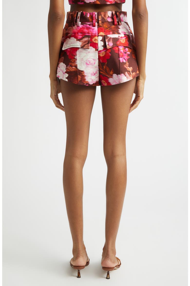 Kindred Spirit Luna Floral High Waist Cotton Drill Shorts, Alternate, color, CHOCOLATE ROSE