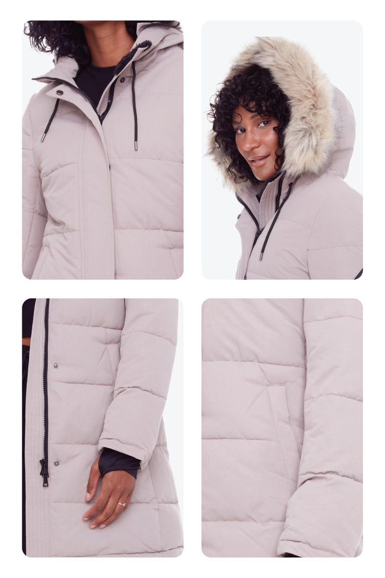AULAVIK - Vegan Down Mid-length Hooded Parka Coat, Alternate, color, LIGHT TAUPE