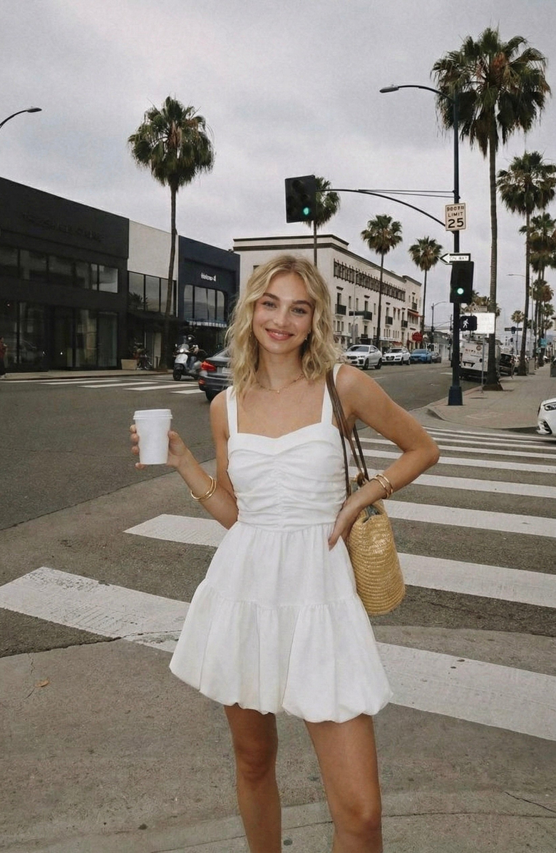 Modenaire Ruched Sweetheart Flared Mini Dress, Alternate, color, White / Ivory