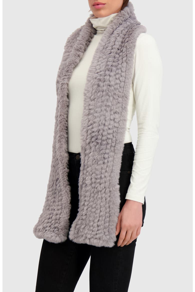 Fur-Free Rex Rabbit (Faux Fur) Knit Scarf, Alternate, color, LIGHT GRAY