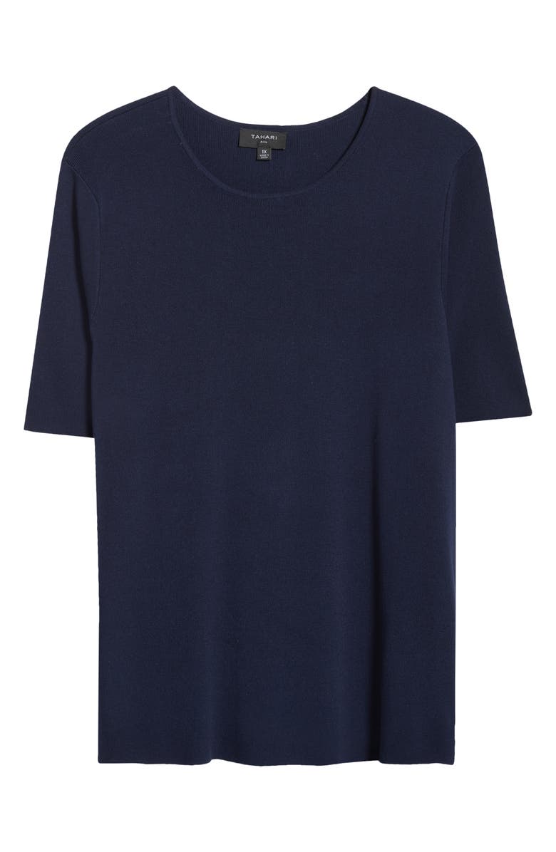 Tahari ASL Rib Top, Alternate, color, Navy