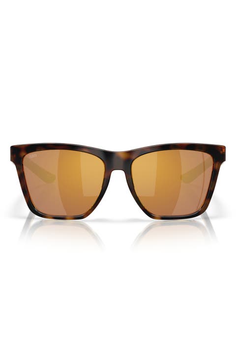 57mm Polarized Mirrored Rectangular Sunglasses