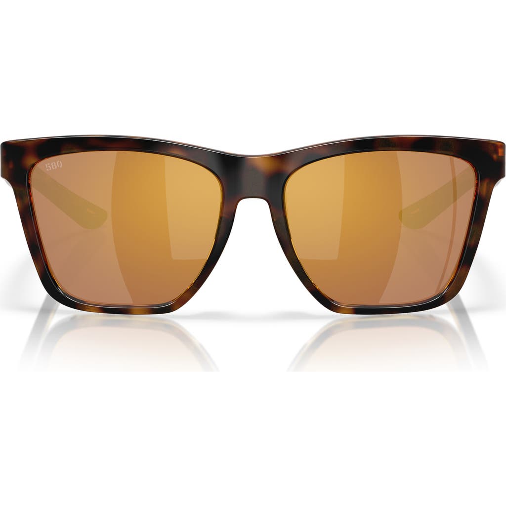 Costa Del Mar 57mm Polarized Mirrored Rectangular Sunglasses In Tortoise/gold Mirror 580g
