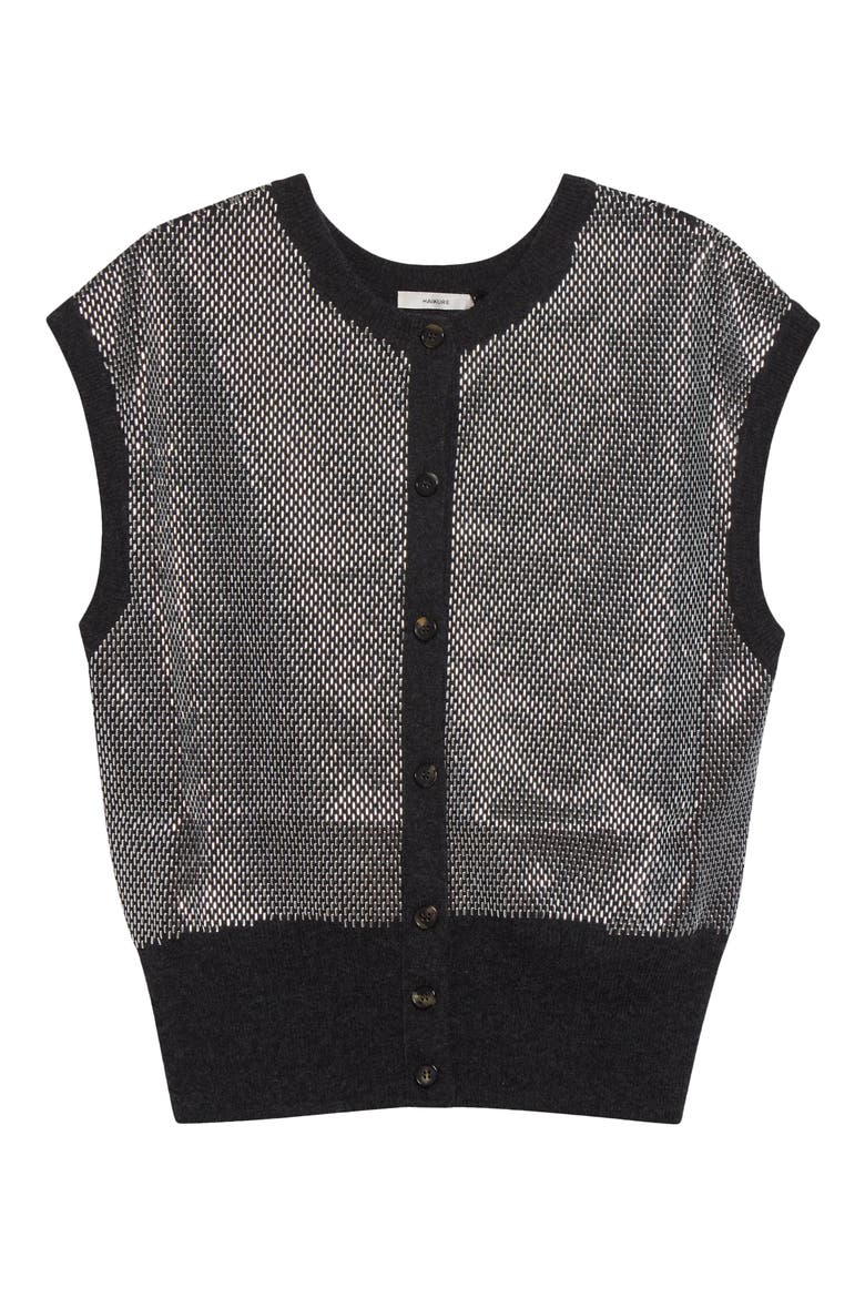 Kirby Bead Embellished Virgin Wool Sweater Vest, Alternate, color, ANTHRACITE