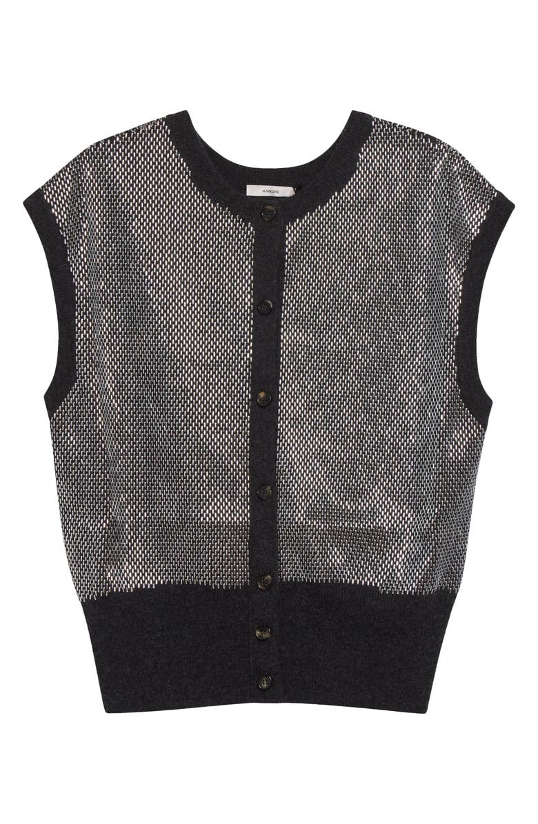 Haikure Kirby Bead Embellished Virgin Wool Sweater Vest, Alternate, color, Anthracite