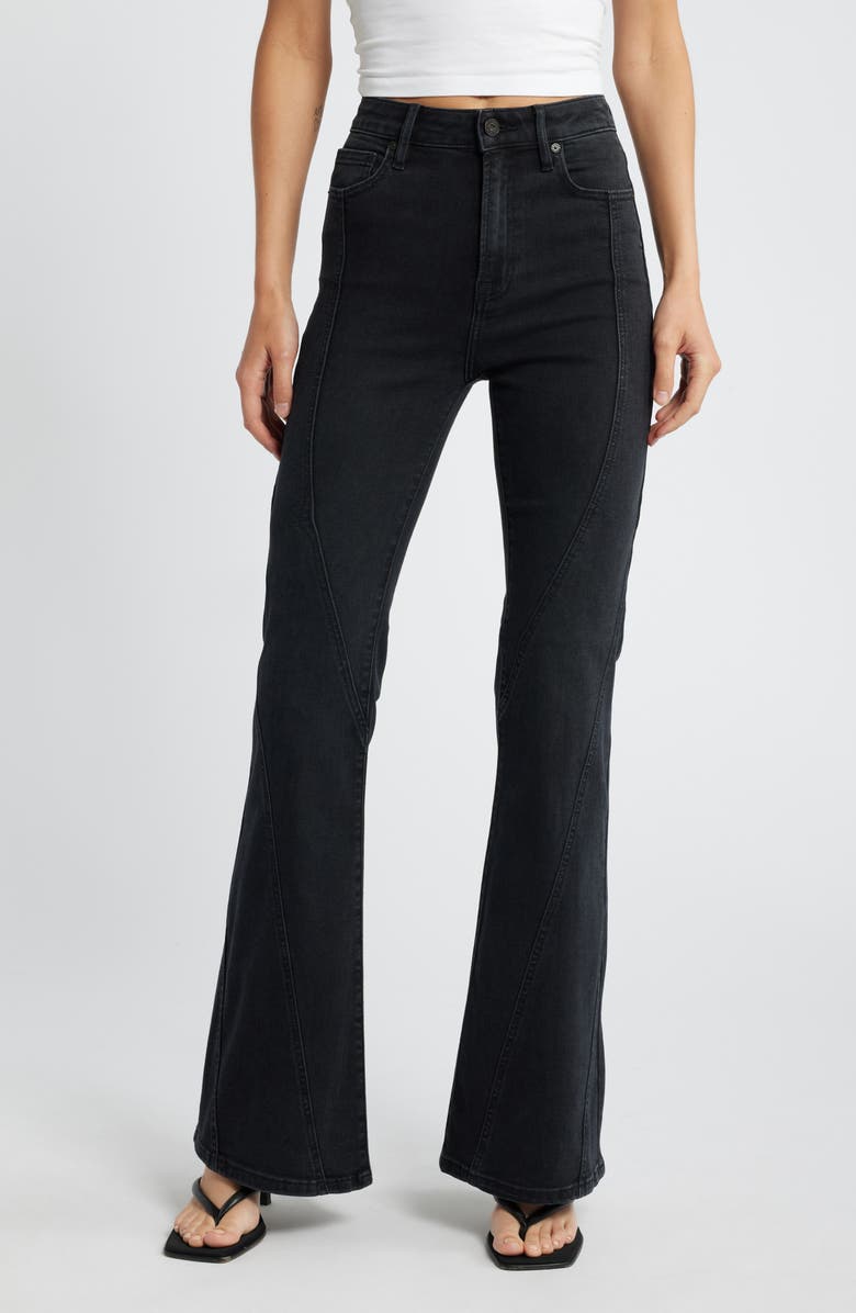 HIDDEN JEANS Seamed High Waist Flare Jeans, Main, color, Charcoal