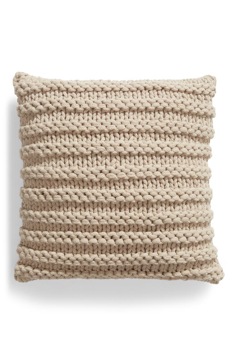 Chunky Knit Accent Pillow, Main, color, GREY OWL