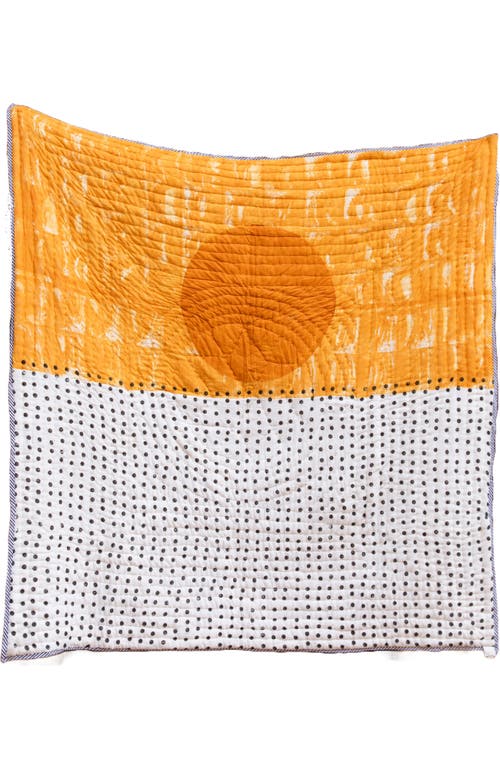 Cqc La Horizon Quilt Bedding Set With 2 Shams In Yellow, Orange, White