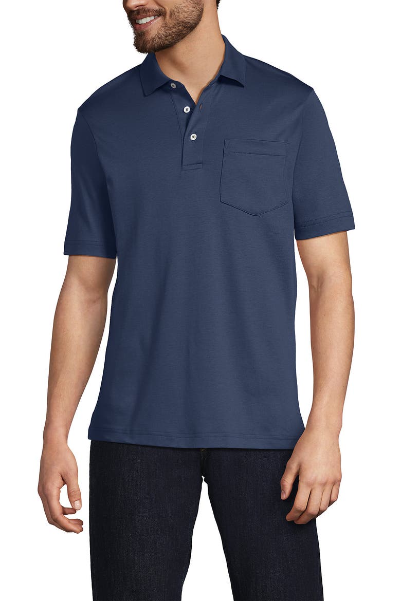 Short Sleeve Cotton Supima Polo Shirt with Pocket, Main, color, Nightfall Blue