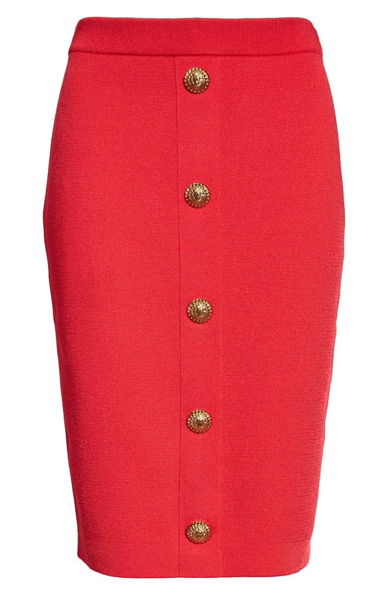 Balmain Button Front Knit Skirt, Main, color, 4Pk Live Fuchsia