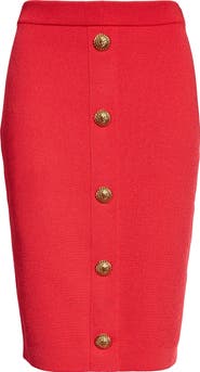 Balmain Button Front Knit Skirt