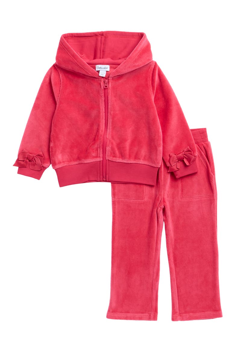 Velour Zip Up Hoodie and Joggers Set, Main, color, VELVET RED