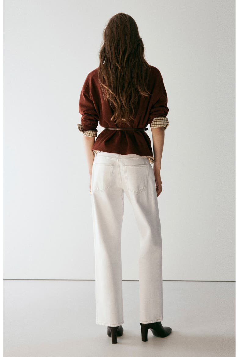 Low Waist Straight Leg Jeans, Alternate, color, OFF WHITE