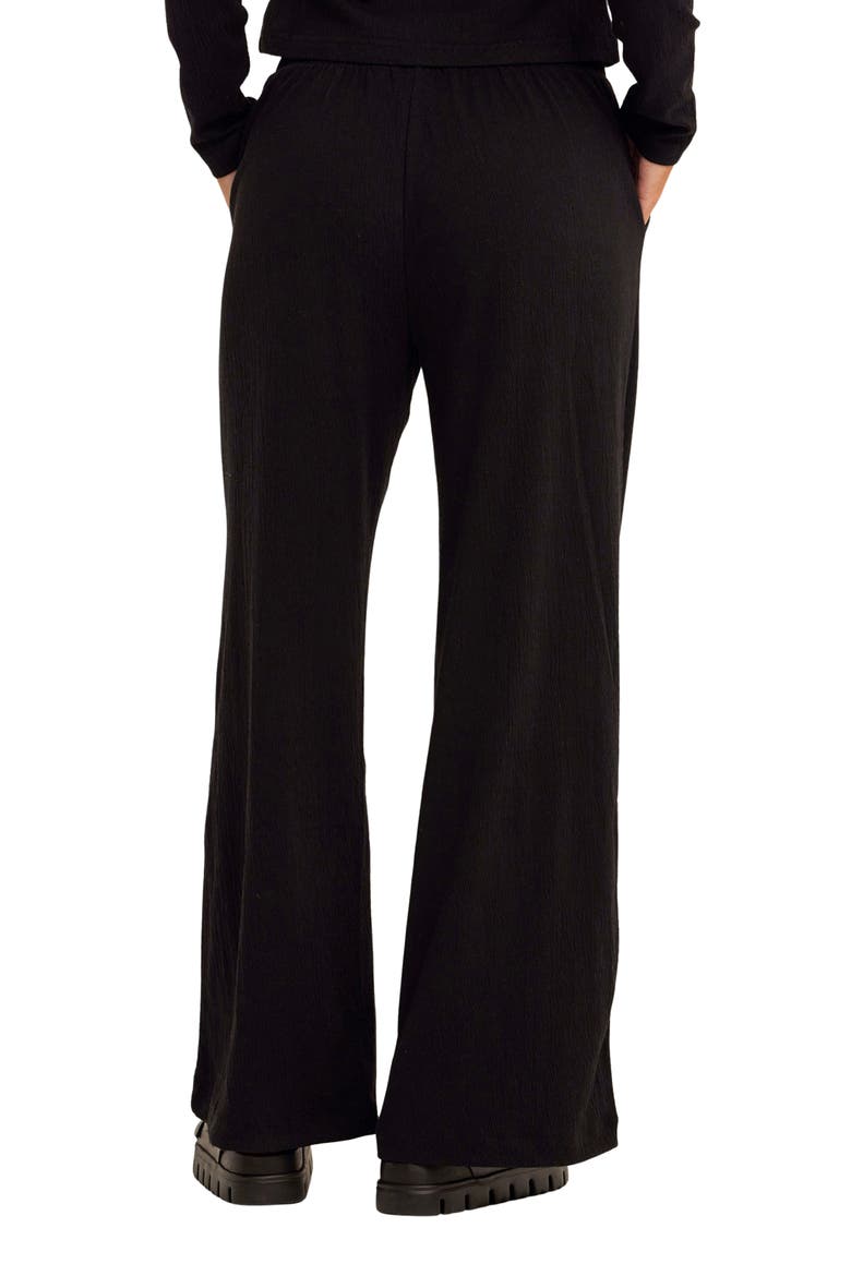 Ivanna Textured Jersey Wide Leg Pants, Alternate, color, BLACK