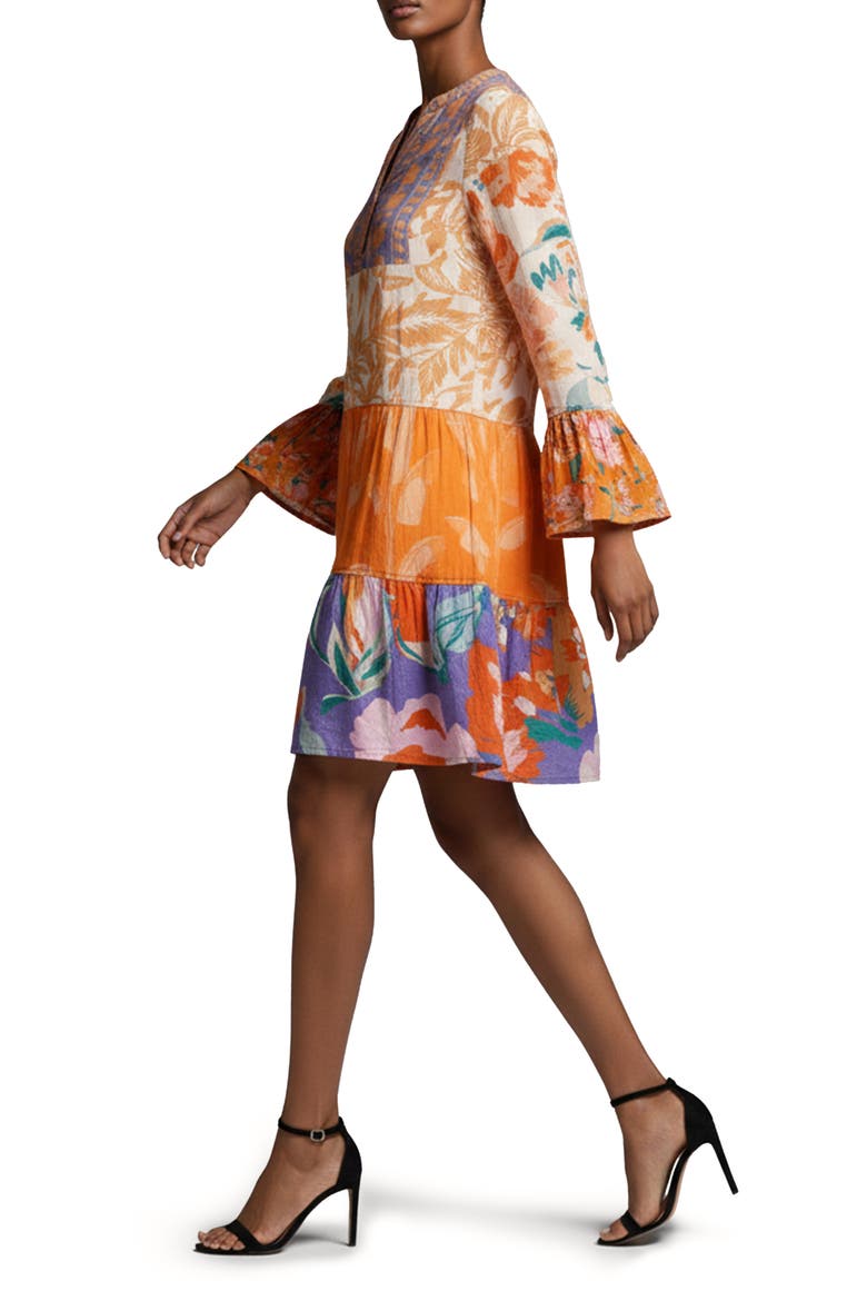 Patchwork Cotton Tunic, Alternate, color, ORANGE