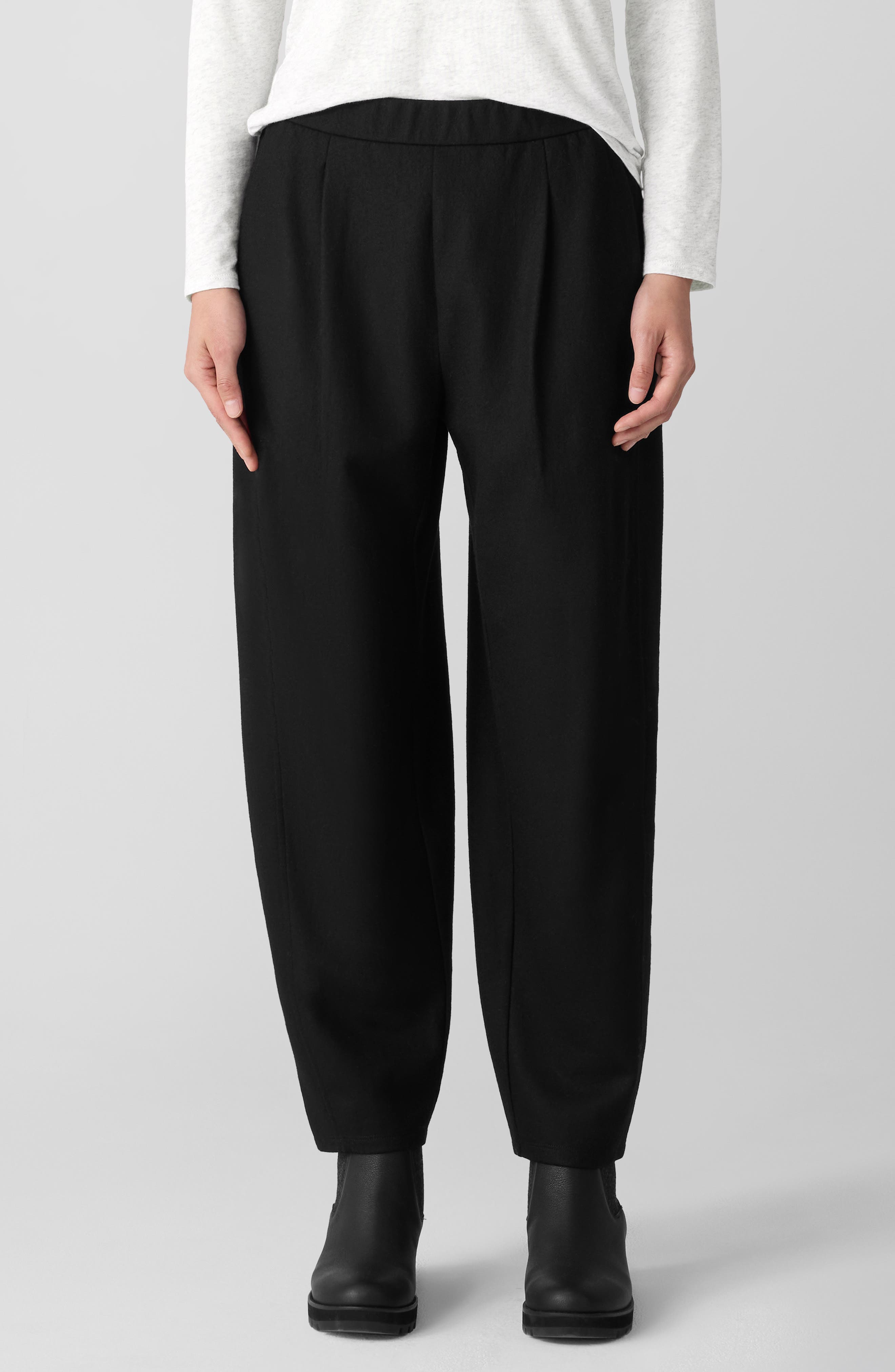 Pleated Wool Lantern Ankle Pants