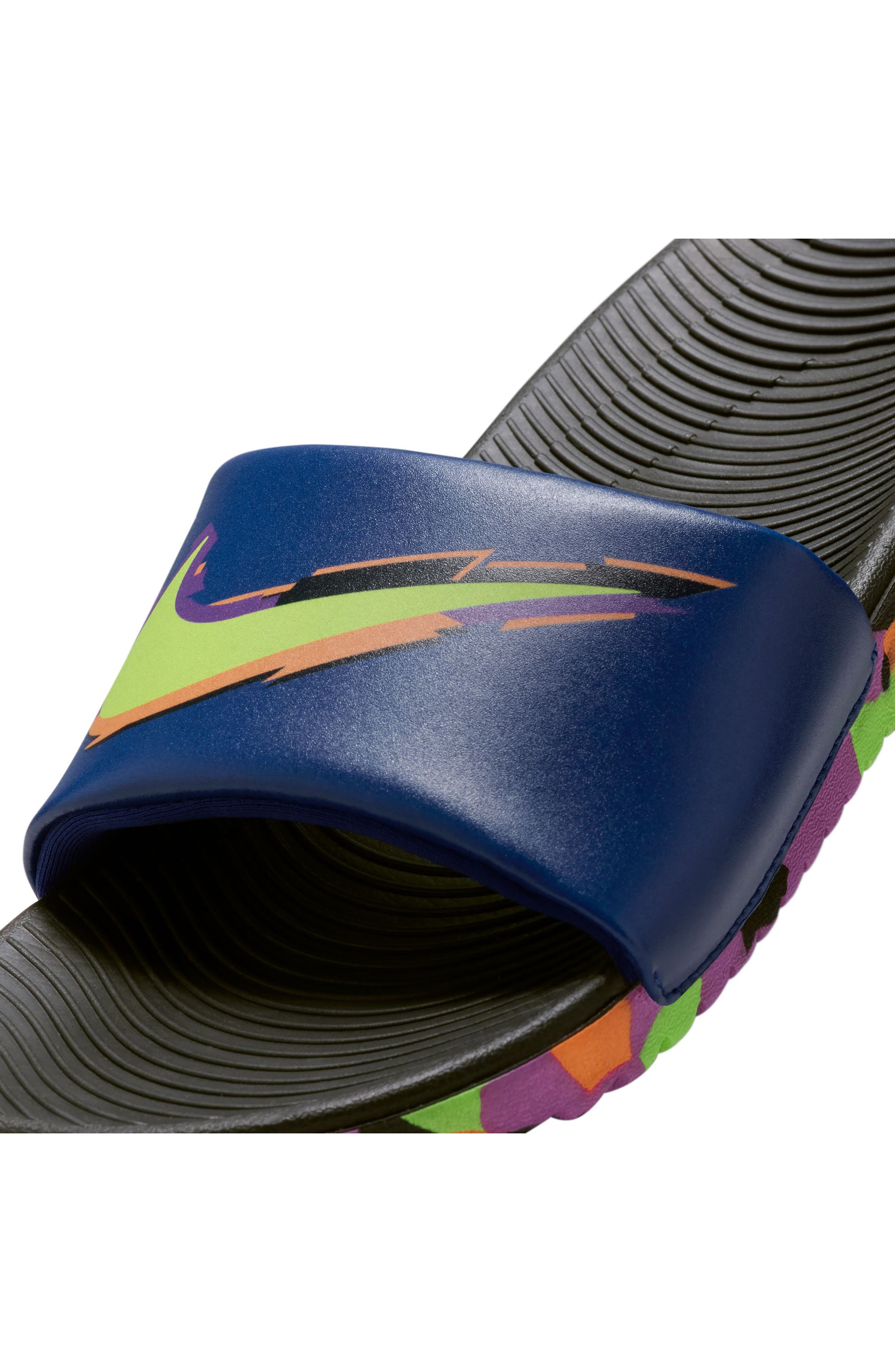 Nike Kids' Kawa Slide Sandal, Alternate, color, Black/ Green/ Blue/ Marakesh