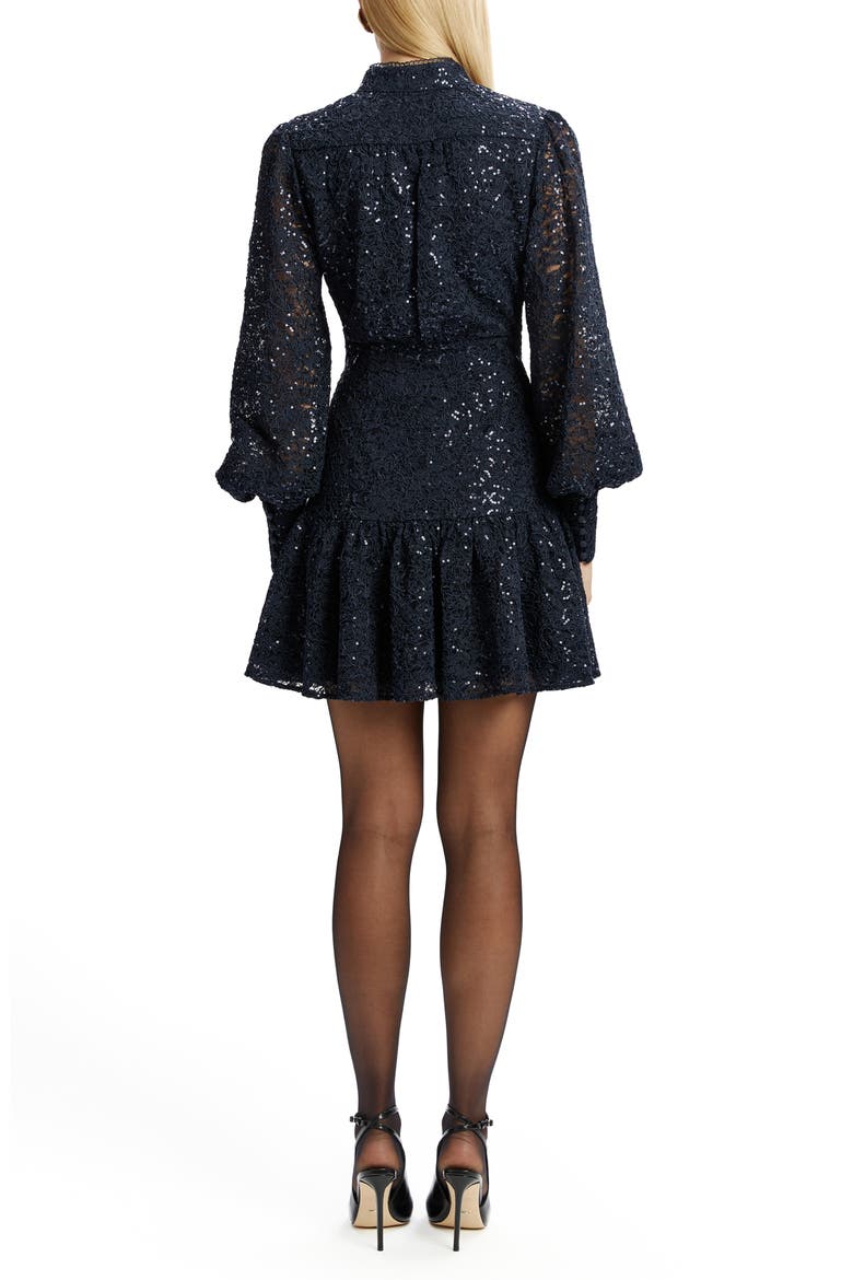 Remy Long Sleeve Lace & Sequin Minidress, Alternate, color, NAVY