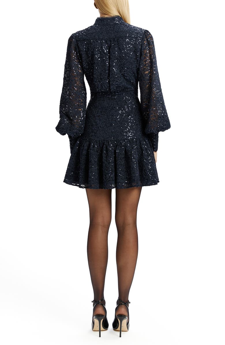 Bardot Remy Long Sleeve Lace & Sequin Minidress, Alternate, color, Navy