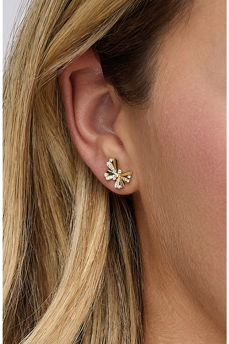 Icon Diamond Butterfly Stud Earrings, Alternate, color, 18K YELLOW GOLD