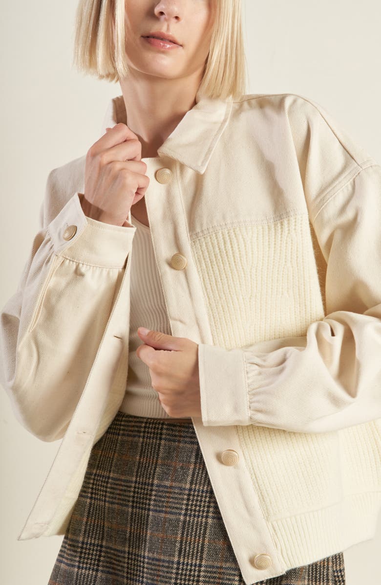 FREEMARKET Mixed Media Jacket, Alternate, color, Cream