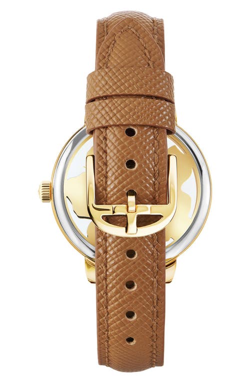 Ted Baker Lilabel Leather Strap Watch, 36mm In Brown