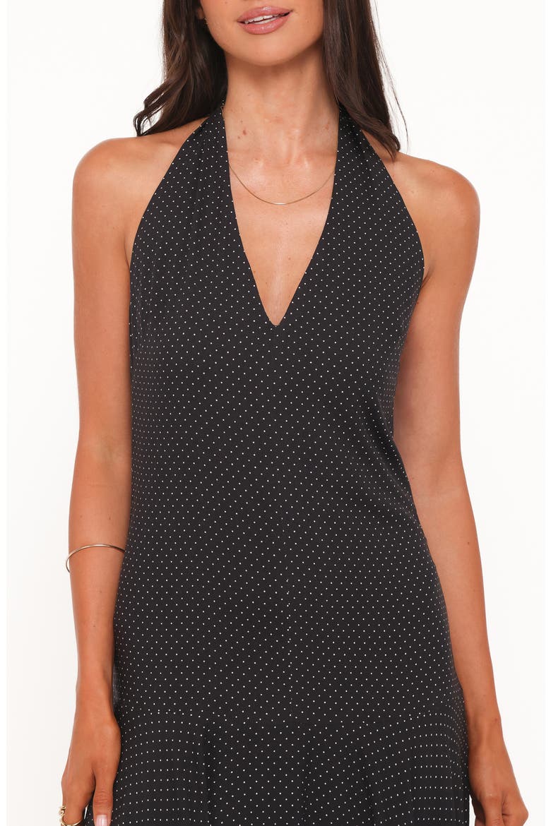 Natalie Print Halter Maxi Dress, Alternate, color, BLACK POLKA DOT