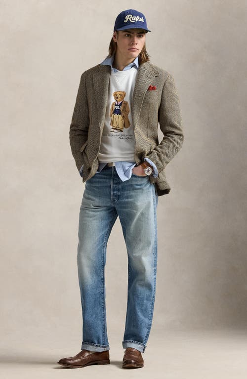 Polo Ralph Lauren Felpa In Misto Cotone Bianco Uomo In Gray