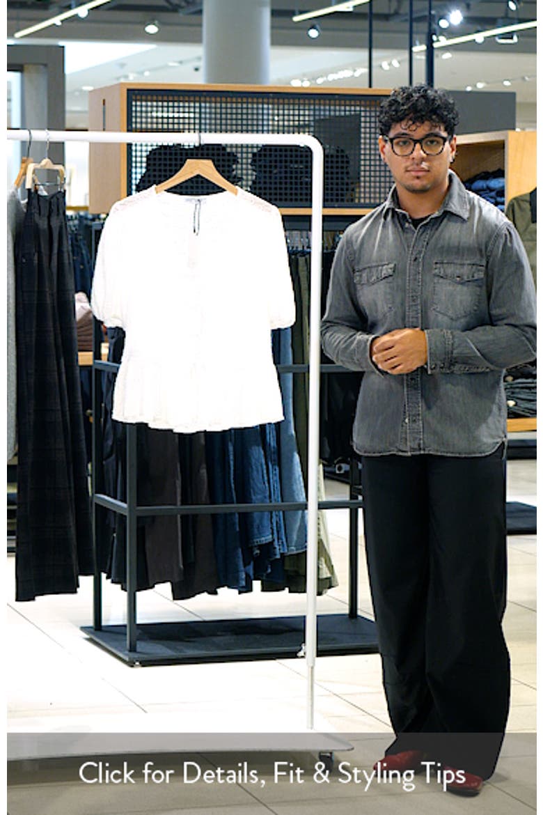 Eyelet Embroidery Tie Front Shirt video