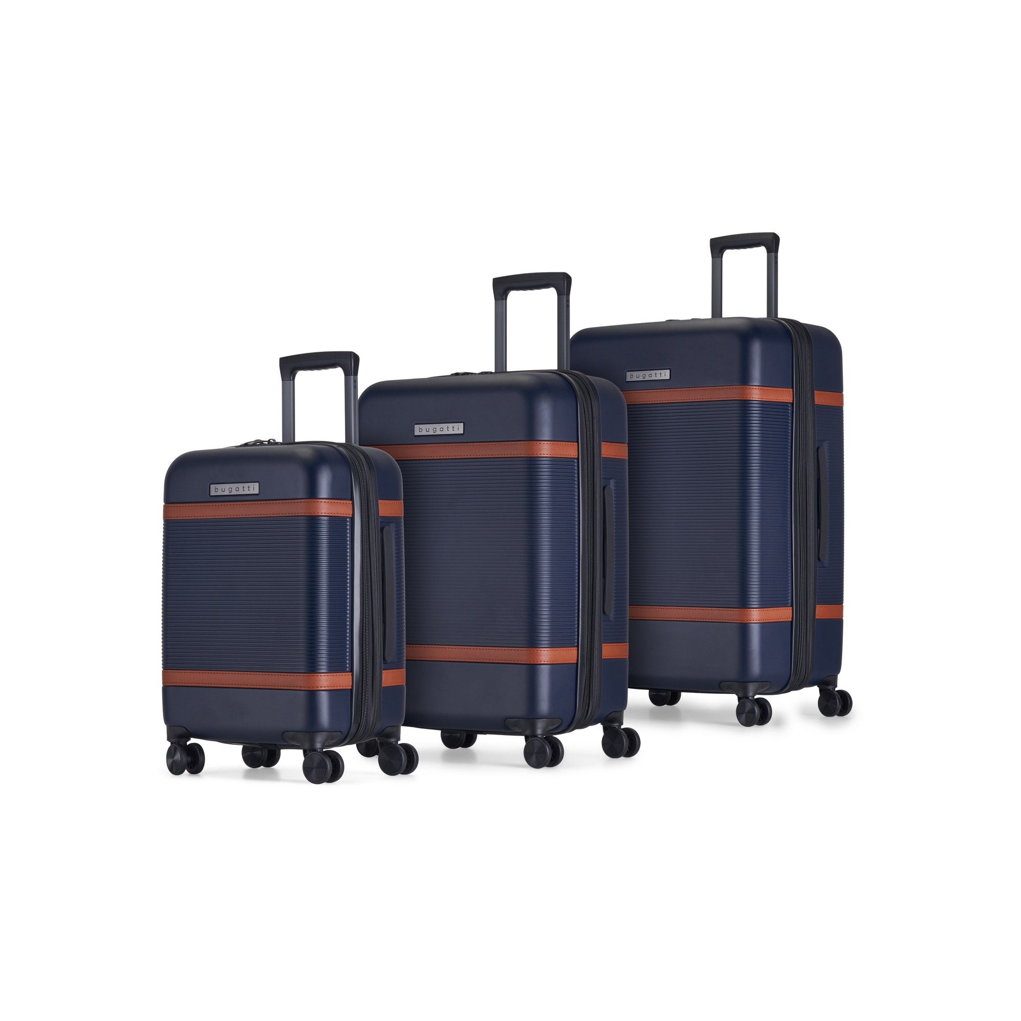bugatti Wellington 3 Piece Hardside Luggage Set with TSA Lock - Navy, Medium/Large