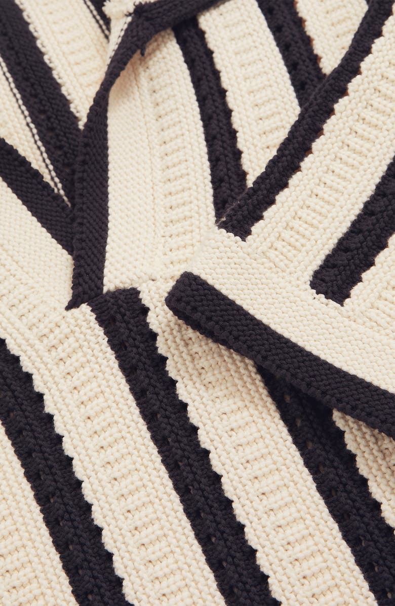 Reiss Duncan Texture Stripe Polo Sweater, Alternate, color, Off White/ Navy