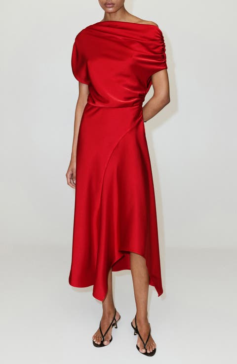 Asymmetrical Satin Dress