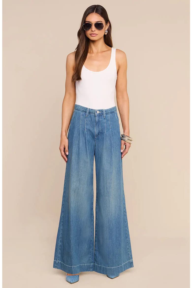 Jayani High Waist Pleated Wide Leg Jeans, Alternate, color, SARATOGA