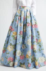 Carolina Herrera Chiné Floral Print Taffeta Ball Skirt