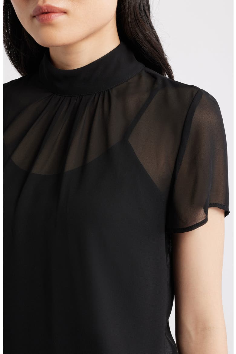 Flutter Sleeve Chiffon Top, Alternate, color, RICH BLACK
