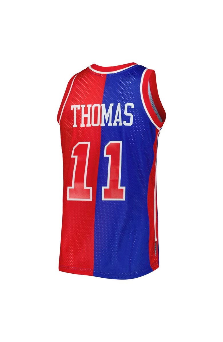 Mitchell & Ness Men's Mitchell & Ness Isiah Thomas Blue/Red Detroit Pistons Hardwood Classics 1988/89 Split Swingman Jersey, Alternate, color,