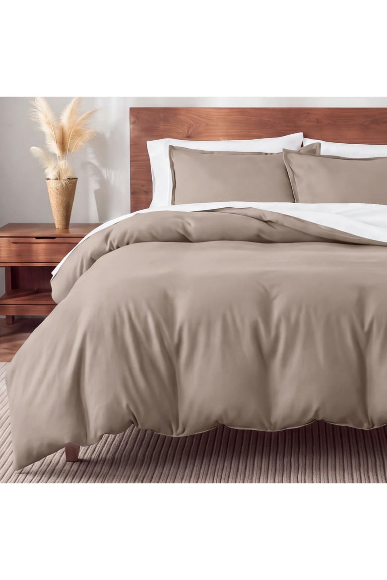 100% Cotton Flannel Duvet Cover & Sham Set, Alternate, color, Taupe