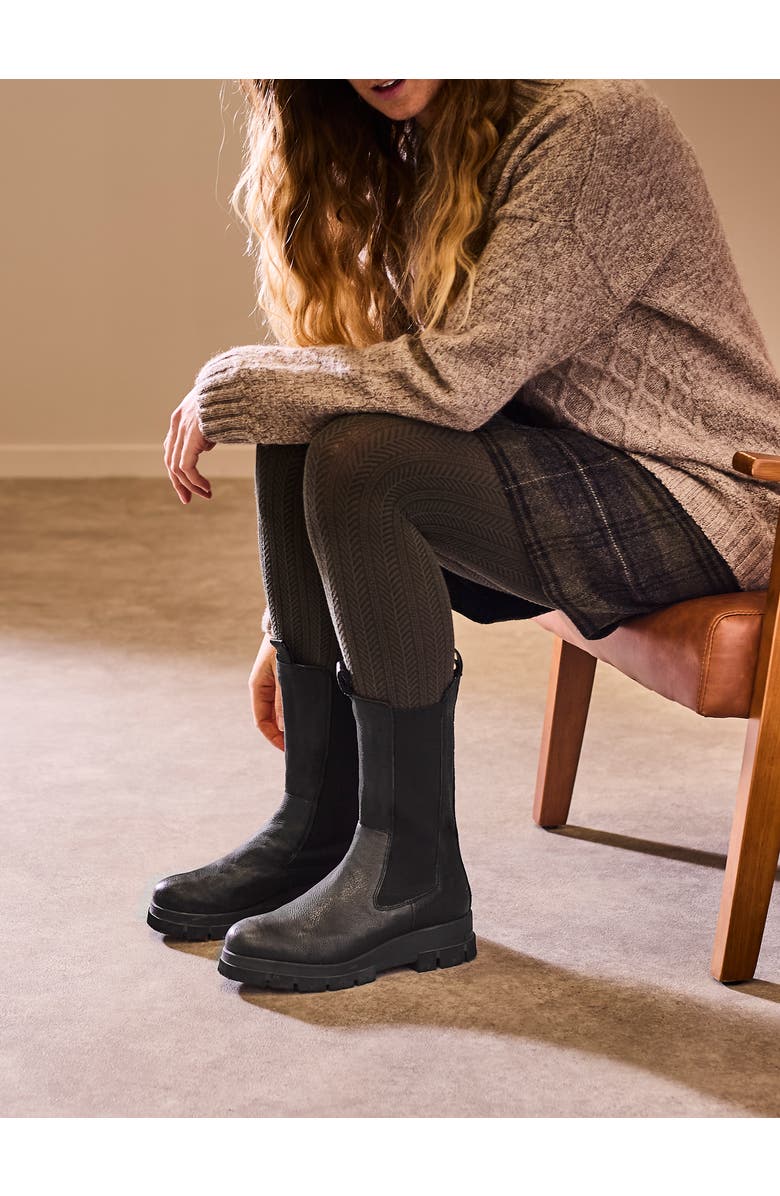 Celtic & Co. Chunky Tall Chelsea Boot, Alternate, color, Black Leather