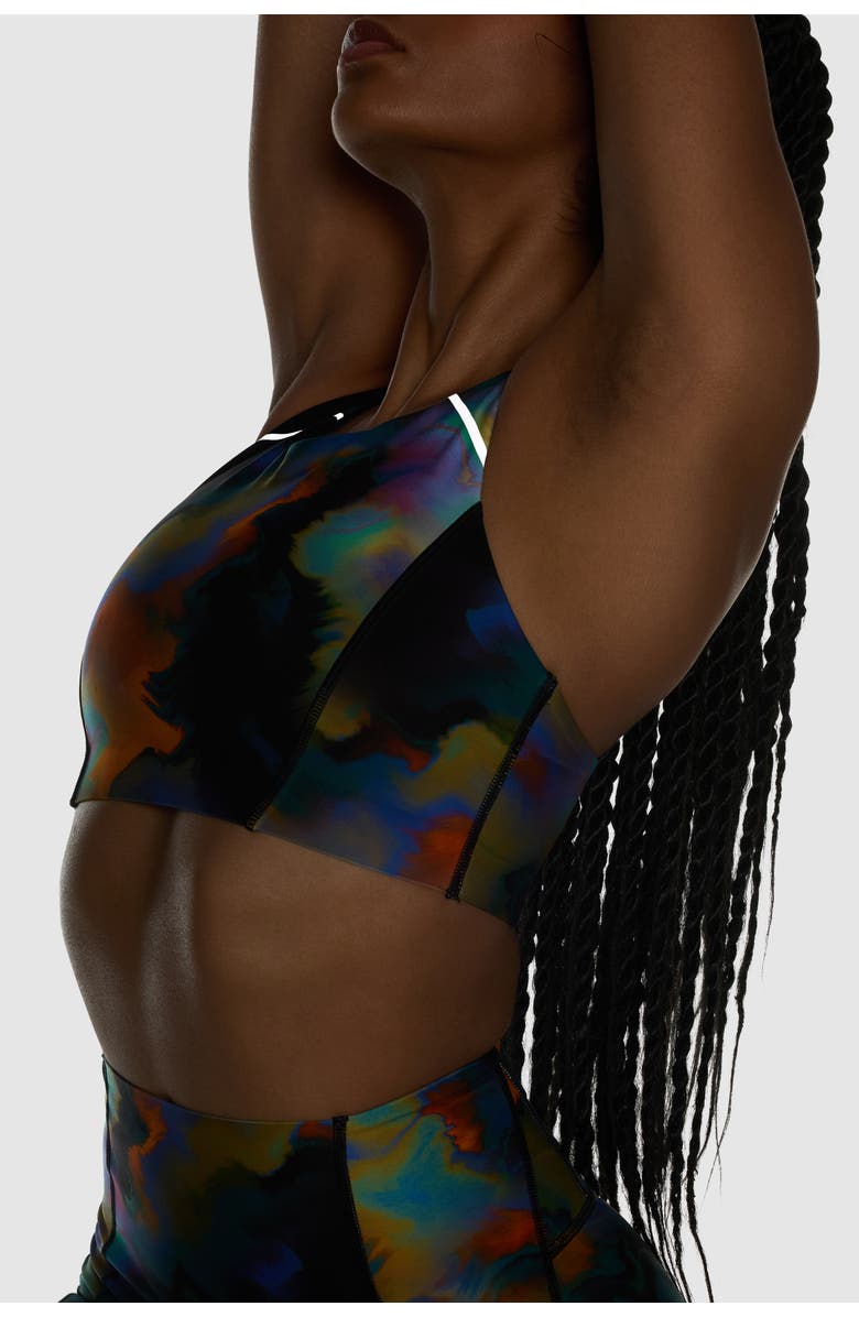 Peloton PaceForm Long Line Racer Front Bra, Alternate, color, Heatmap Print