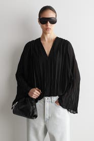 COS Tie-front Pleated Georgette Blouse