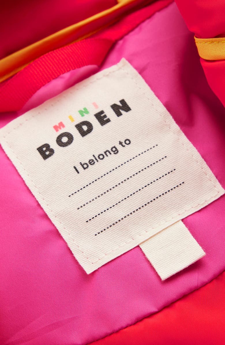 Mini Boden Kids' Wow Quilted Puffer Coat, Alternate, color, Pink Sun Wave