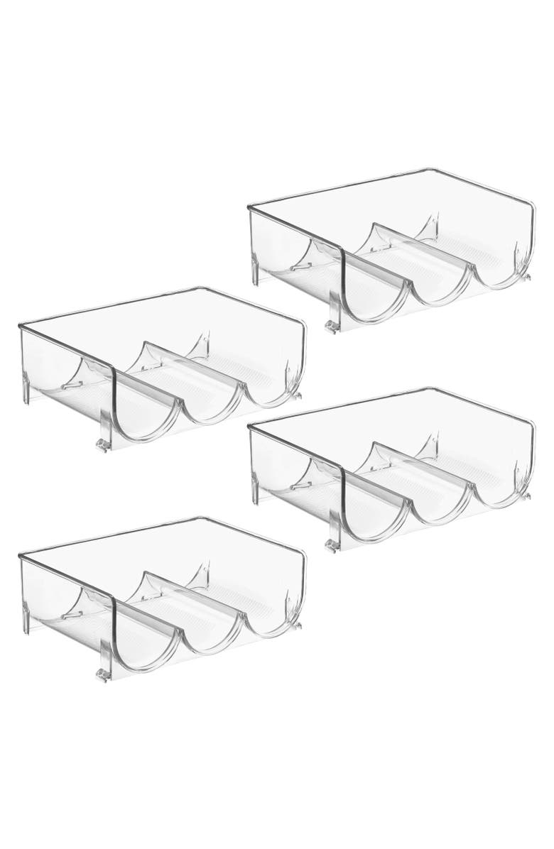 mDesign Plastic Free-Standing Stackable Bottle Storage Rack, 2 Pack, Alternate, color, Clear