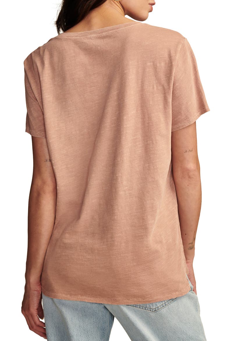 Classic V-Neck Cotton Blend T-Shirt, Alternate, color, MOCHA MOUSSE