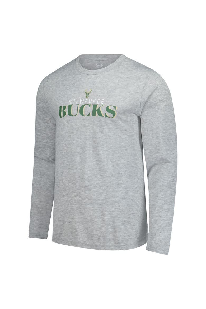 Men's Concepts Sport Hunter Green Milwaukee Bucks Regulate Long Sleeve T-Shirt & Plaid Pant Set, Alternate, color, Hunter Green