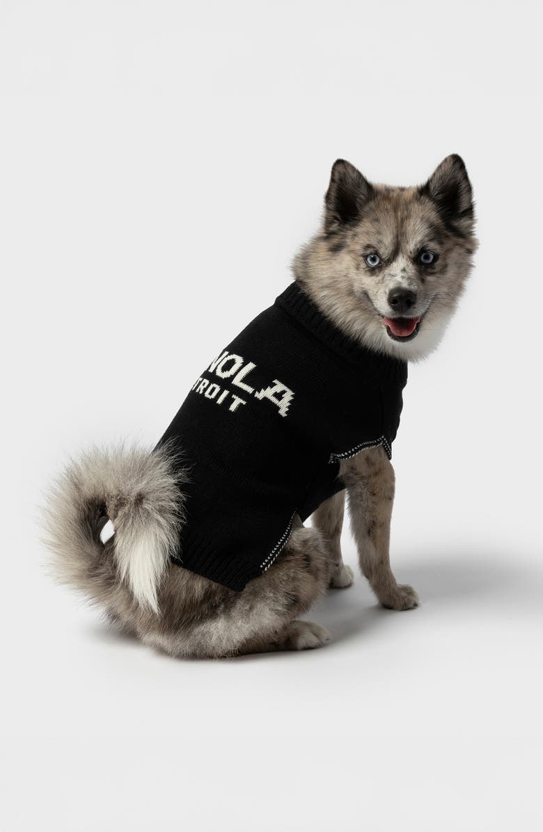 Shinola Logo Jacquard Dog Sweater, Alternate, color, Black