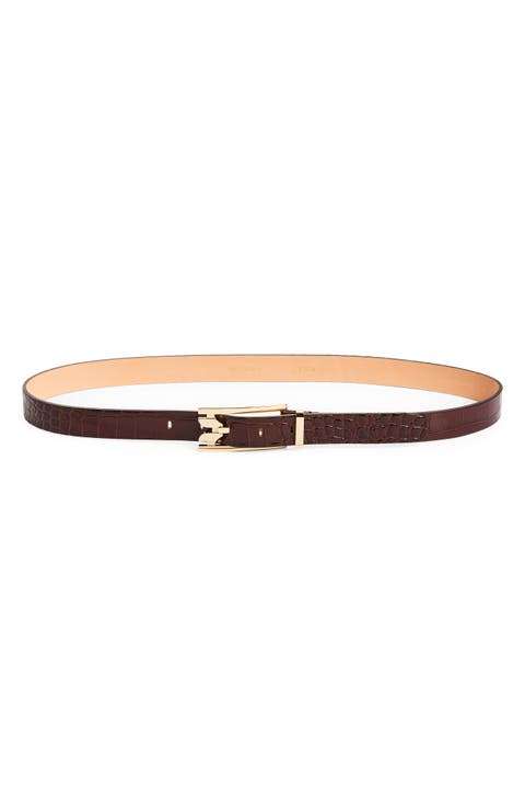 Dorian Croc Embossed Leather Belt