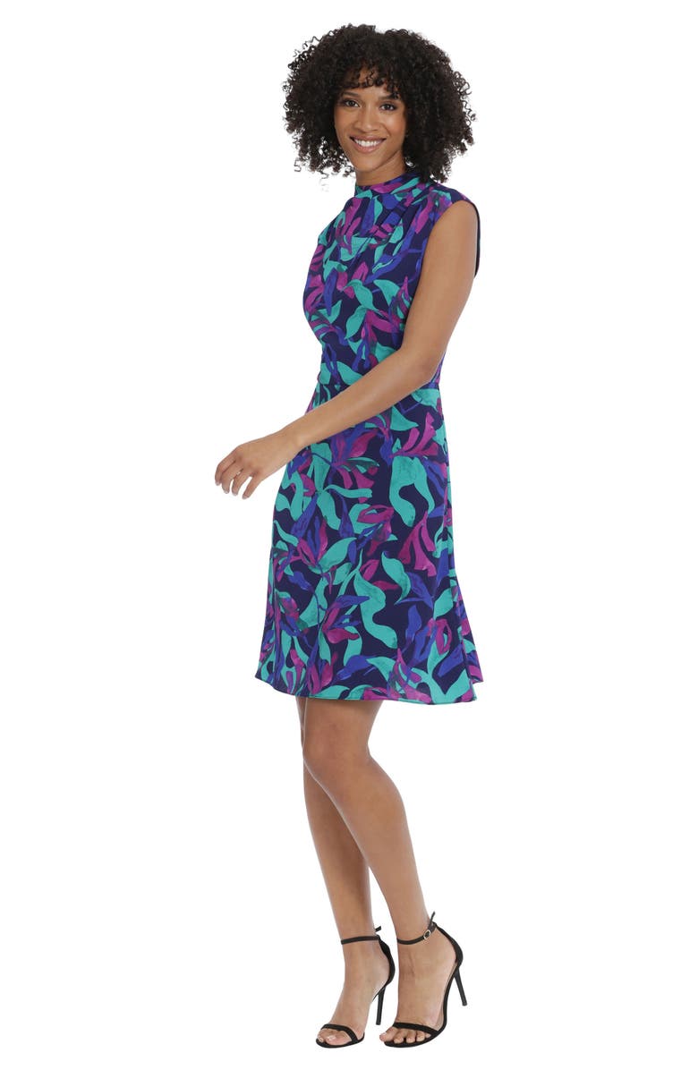 Maggy London Printed Funnel Neck Fit & Flare Dress, Alternate, color, 